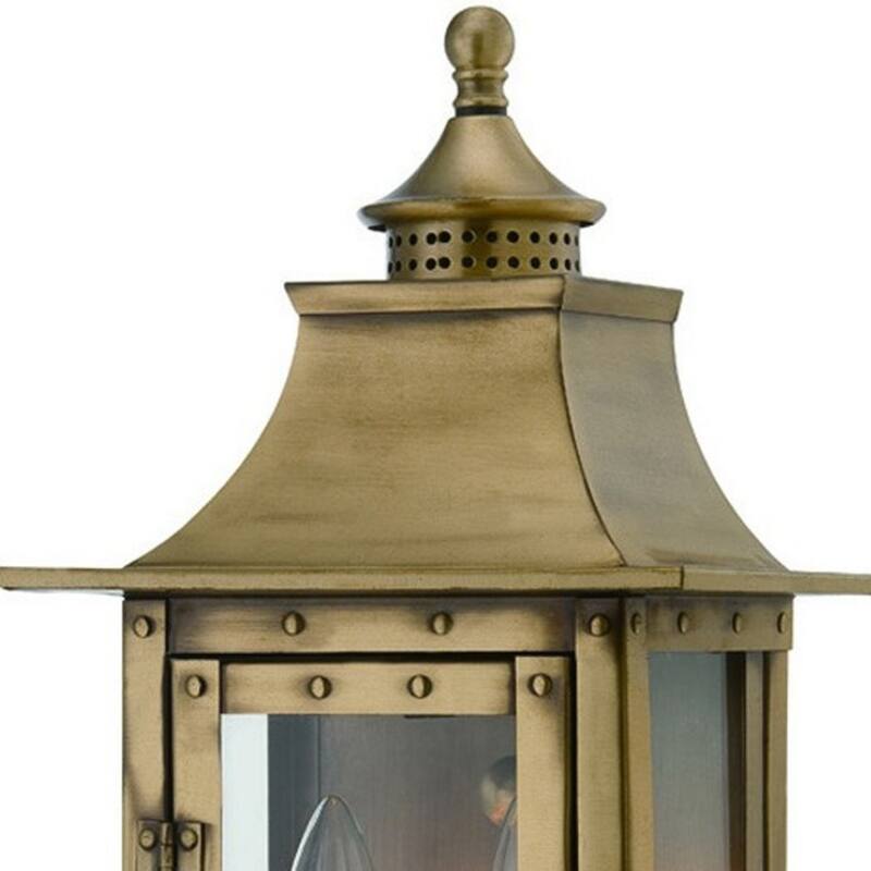 2-Light Patina Wall Light Colonial Design Clear Glass Gas Lantern Style - 5.75” x 8” x 16.50”