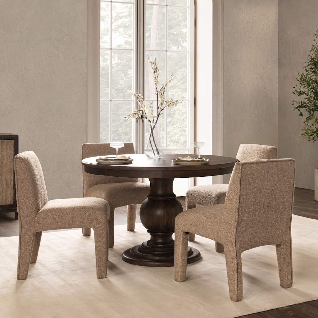 Classic Home Brookside Solid Wood Round 48" Dining Table Cocoa Brown