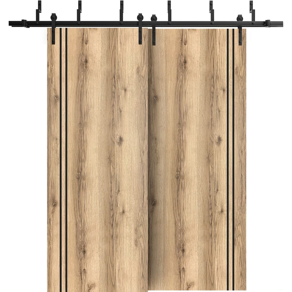 Barn Bypass Doors 36 x 80 Planum 0016 Oak with Sturdy 6.6ft