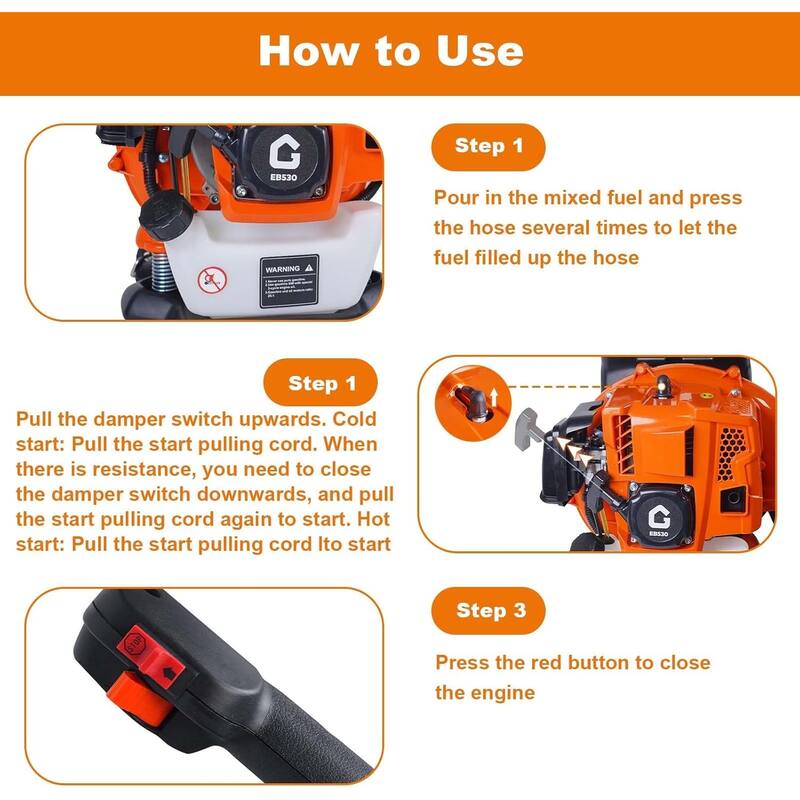 2-Cycle Engine Gas Backpack Leaf Blower with Ergonomic Harness System