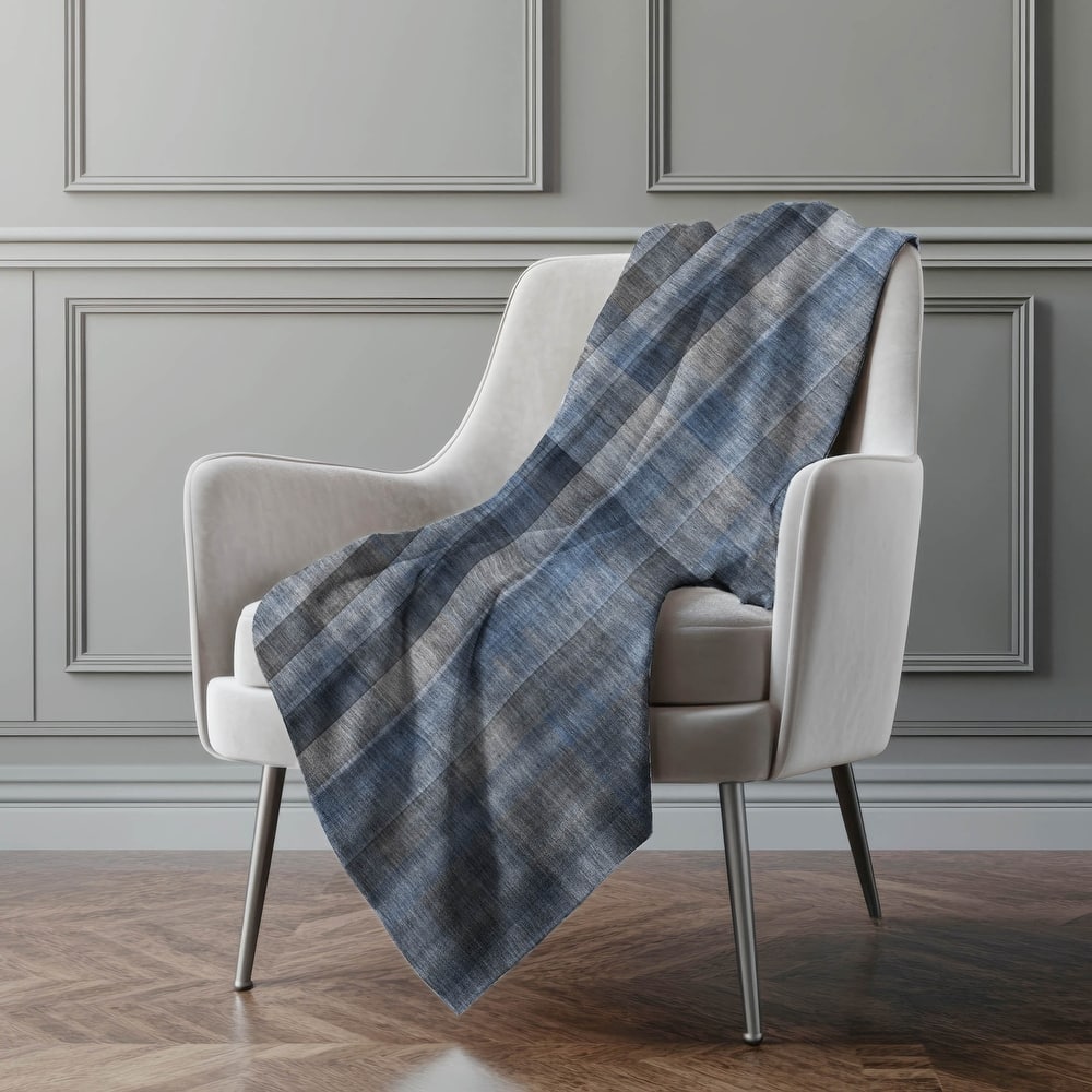 Premium Machine Washable Modern Plaid Sherpa Throw Blanket