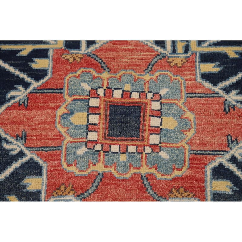 Vegetable Dye Heriz Oriental Rug Hand-Knotted Traditional Wool Carpet - 9'1" x 12'0"