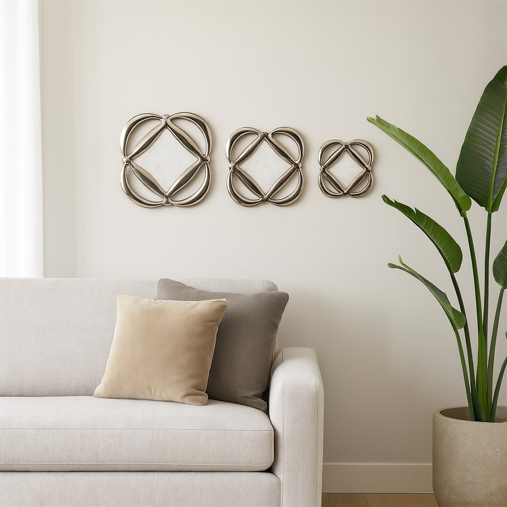 Metal Decorative Wall Decor Floral Design (Set of 3) - 16/14/12" Gold