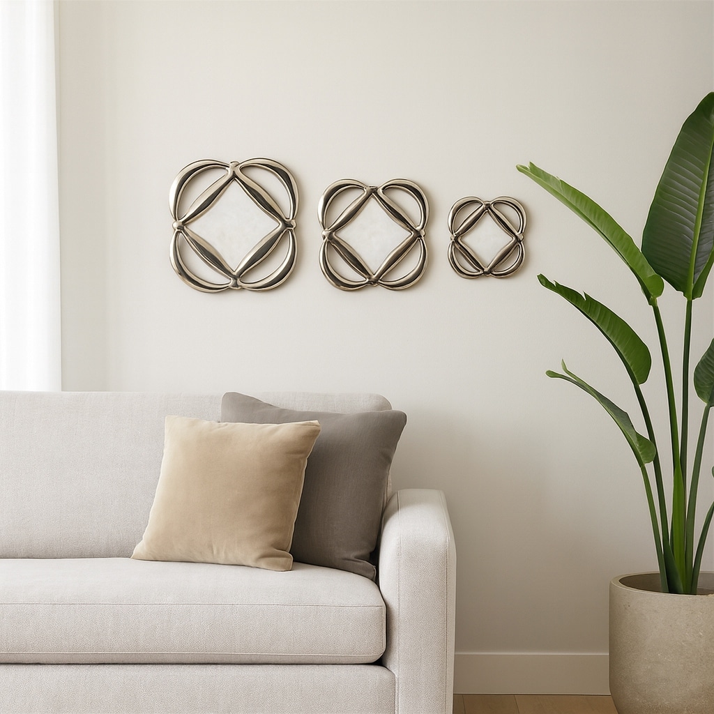 Metal Decorative Wall Decor Floral Design (Set of 3) - 16/14/12" Gold
