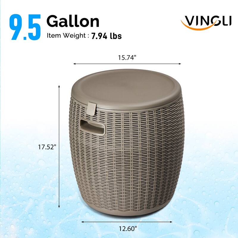 9.5 Gallon Cooler Side Table Portable Ice Chest With Lid - 15.74"Dia x 7.52"H