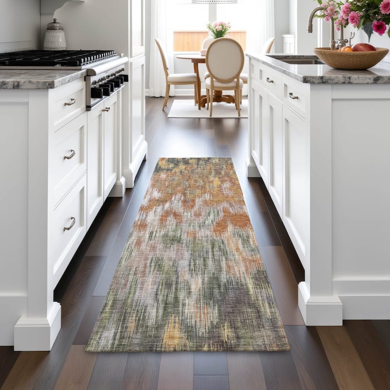 Machine Washable Indoor/Outdoor Modern Watercolor Chantille Rug