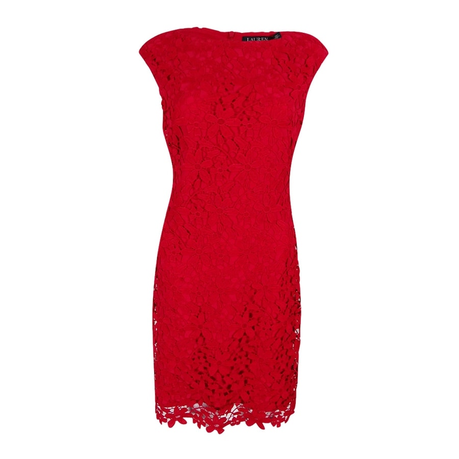 ralph lauren red lace dress