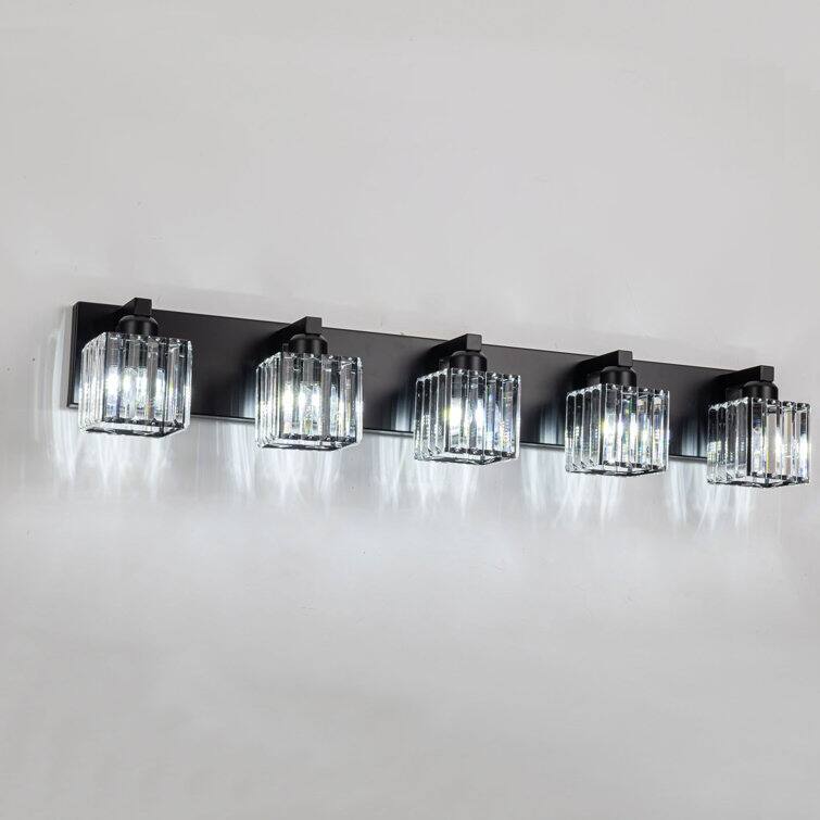 2/3/4/5 Light Bathroom Vanity Light Wall Sconce with Crystal Shade