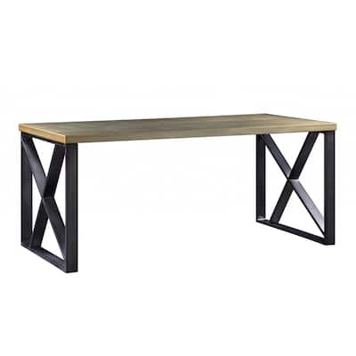 34" Gold Solid Wood Rectangular Computer Desk