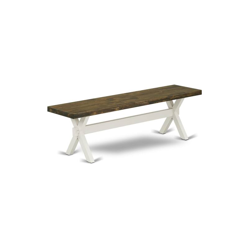 East West Furniture X-Style Modern Dining Room Bench with Wooden Seat(Finish Options)