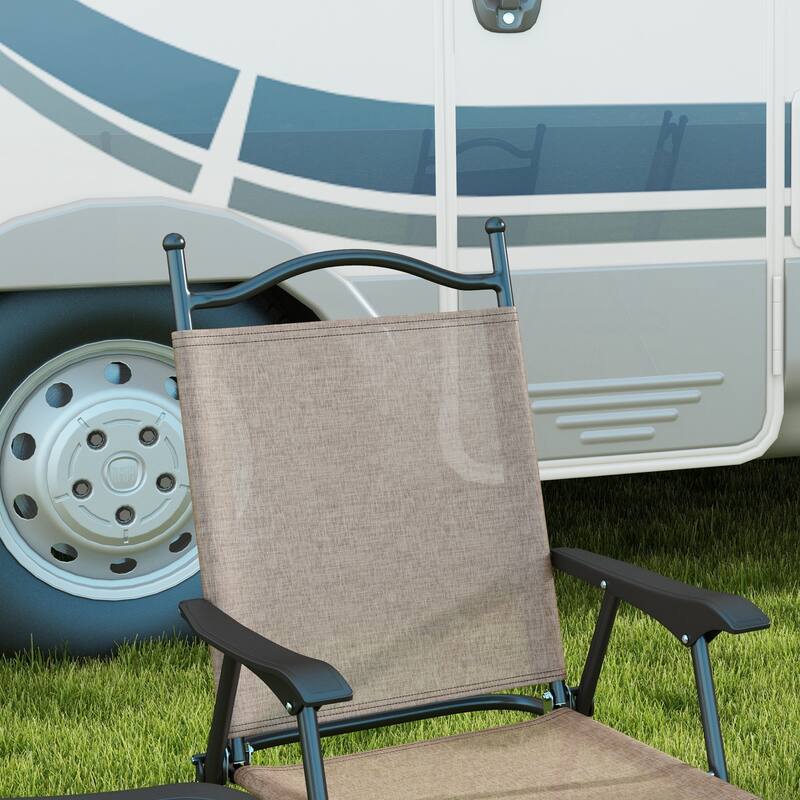Outsunny Folding Patio Chairs, Set of 4 Camping Chairs with Armrests