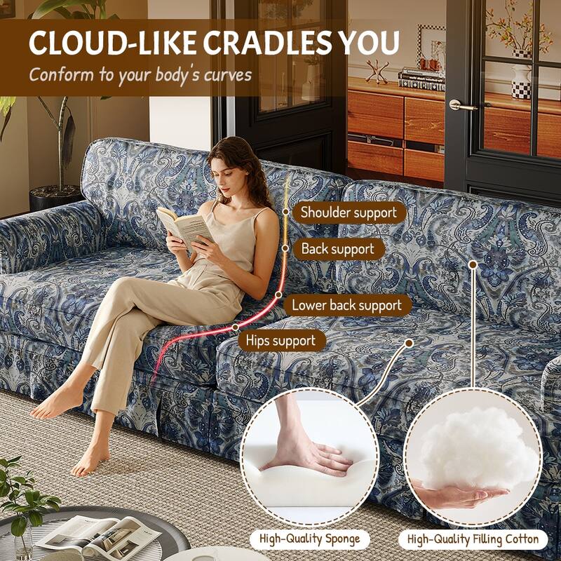 Luxury 3-Seater Cloud Couch with Chenille Fabric, Extra Deep Seat & Mid-Century Design for Apartment or Office