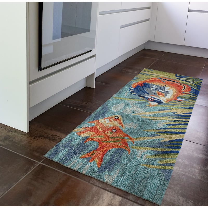 Liora Manne Ravella Tropical Fish Indoor/Outdoor Rug Ocean 2' x 5' - 2' x 5'