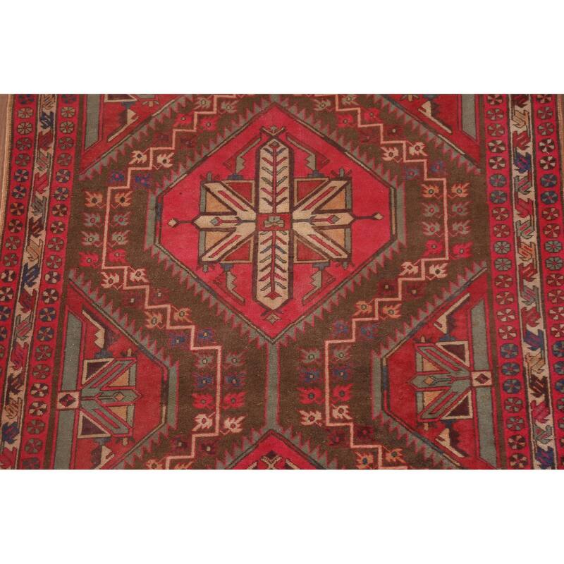 Meshkin Persian Vintage Area Rug Handmade Wool Carpet - 4'8" x 10'6"