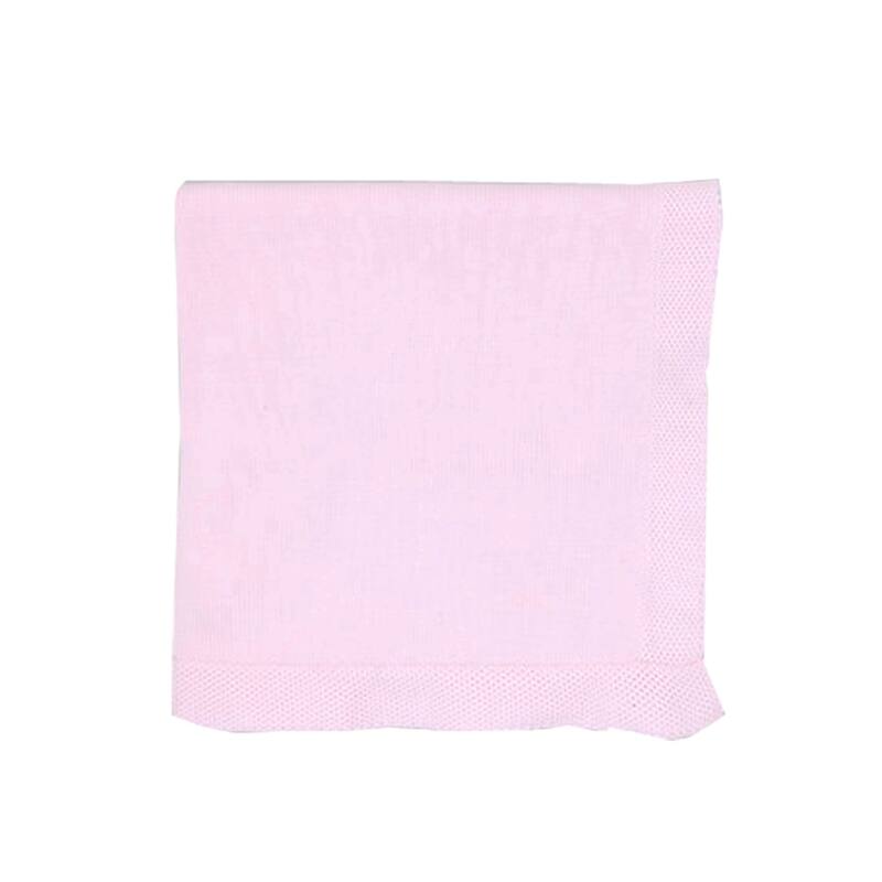 Knit Blanket with Border - Pink