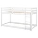 preview thumbnail 8 of 10, Twin over Twin Low Bunk Bed with Ladder, Solid Wood, Guardrails, White