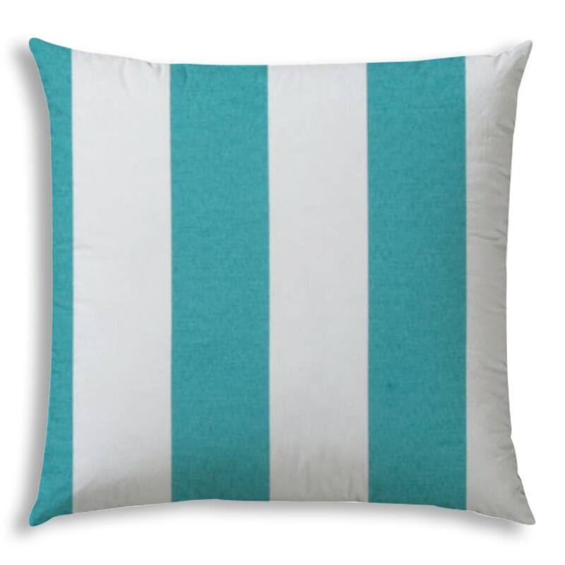 HomeRoots 20" Turquoise and White Striped Indoor Outdoor Throw Pillow Cover - 19.5' X '19.5' X '0.25