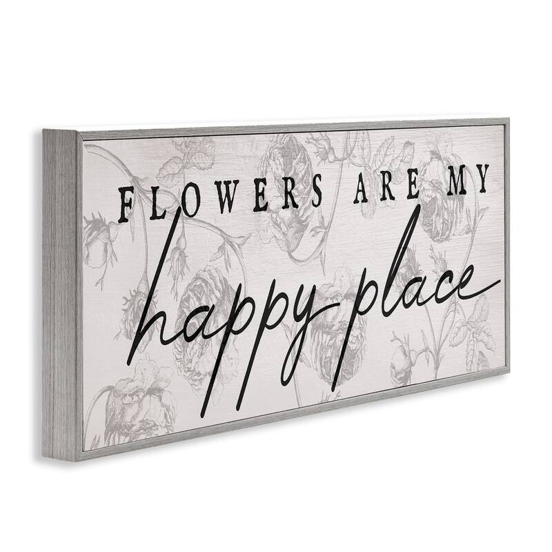 Stupell Flowers Are Happy Place Framed Giclee Art Design By Lil' Rue