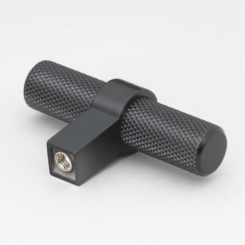 2.25 in Matte Black European Knurled Solid Steel Cabinet T-Bar (Pack of 5) - Matte Black