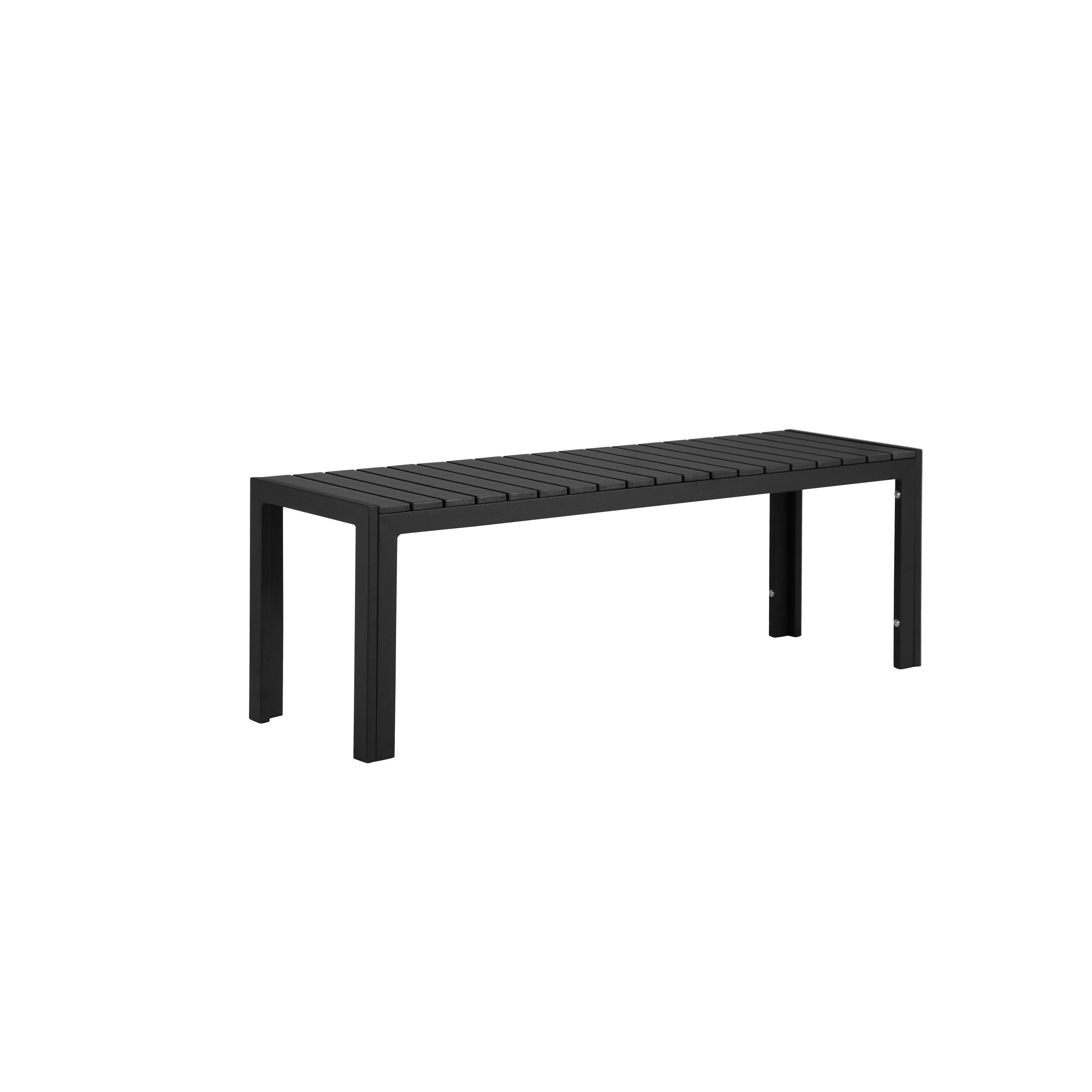 Resin Outdoor Benches Bed Bath Beyond   Theo 53 Inch Outdoor Bench%2C Black Aluminum Frame%2C Plank Style Seat Surface 