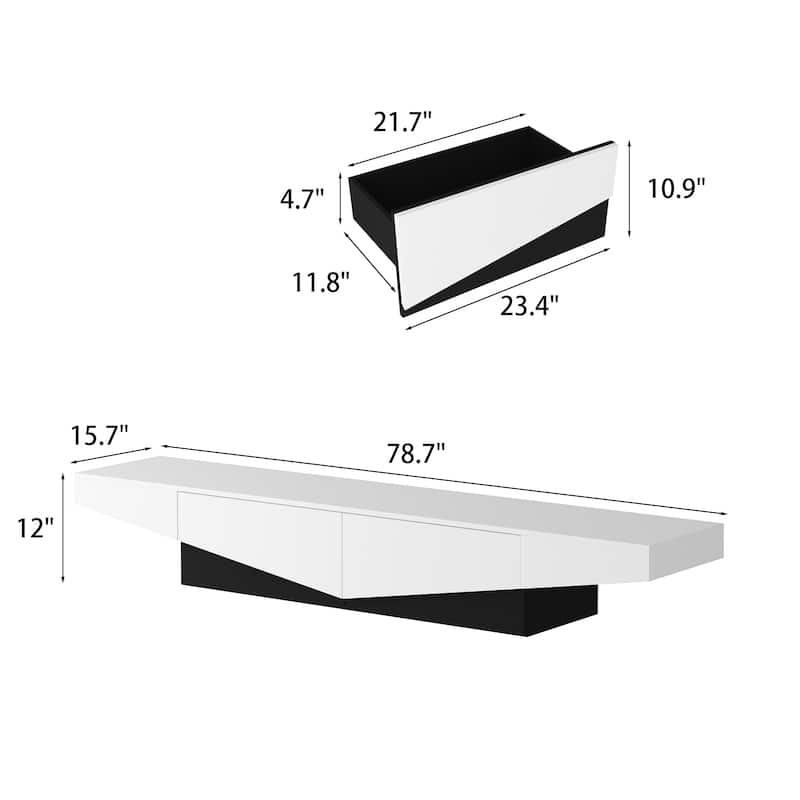 Black&White color scheme TV Cabinet,Entertainment center with 2Drawers - 78.7"W