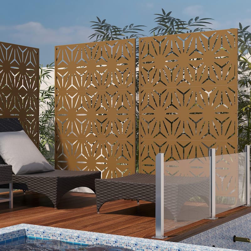 Outdoor Privacy Screen with Stand for Patio Garden Metal Fence