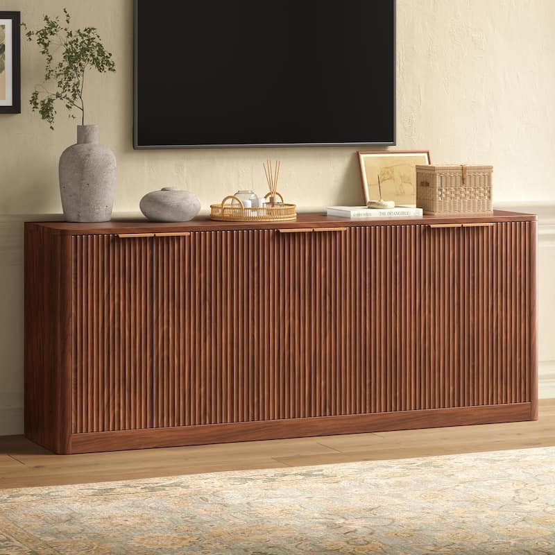 67" Fluted Buffet Cabinet Sideboard with Storage, Large Credenza with 6 Doors