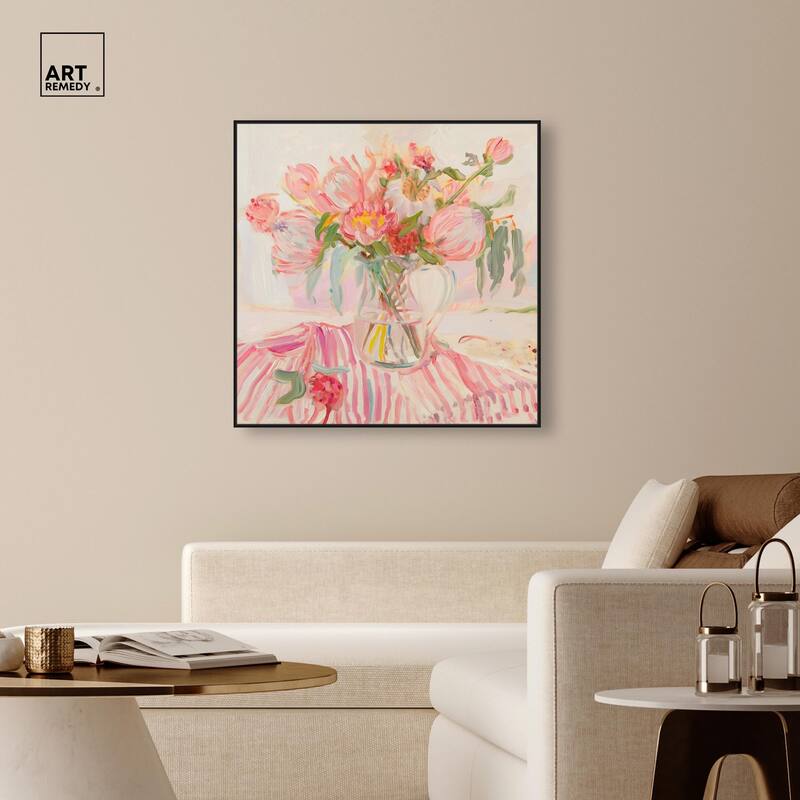 Candy Stripe Bloom Canvas by Art Remedy