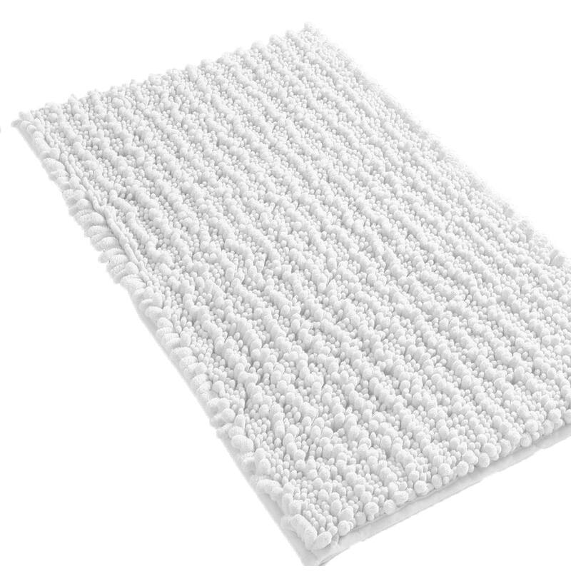 24"x16" - White Soft Cozy Plush Chenille Bath Mat Bathroom Rug