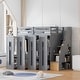 preview thumbnail 1 of 17, Twin Size Loft Bed with 4 Large Retractable Wardrobes, Storage Stair and Side Storage Compartments for Kids Boys Girls, Grey Grey - Twin