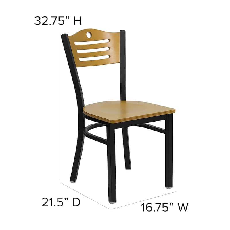 Slat Back Metal Restaurant Chair - 16.5"W x 21.5"D x 32.75"H