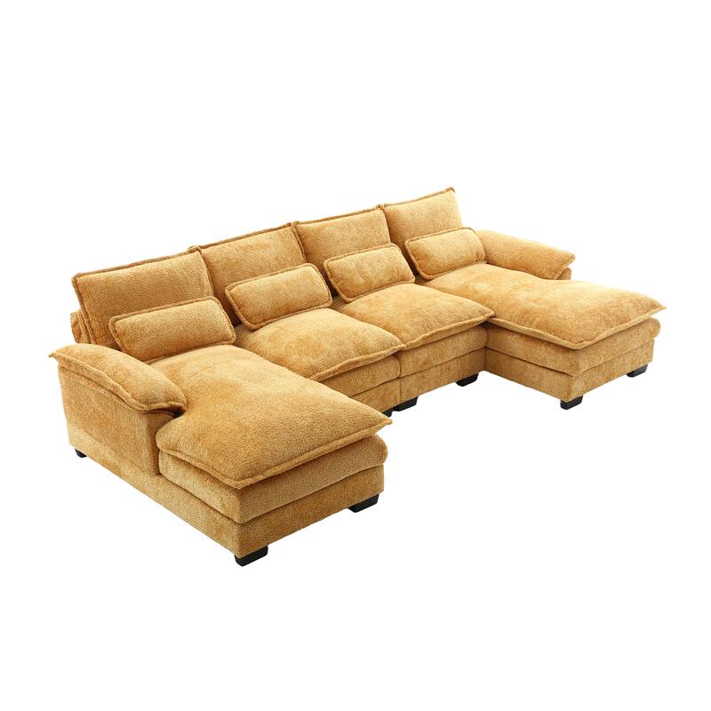 110.63" Boucle U-Shaped Sectional Sofa with Reversible Design