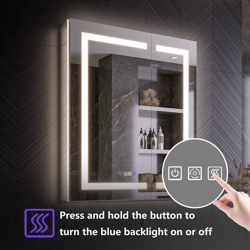 Modland 24"-42W x 36"H LED Medicine Cabinet Mirror with USB Charging,5x Makeup Mirror