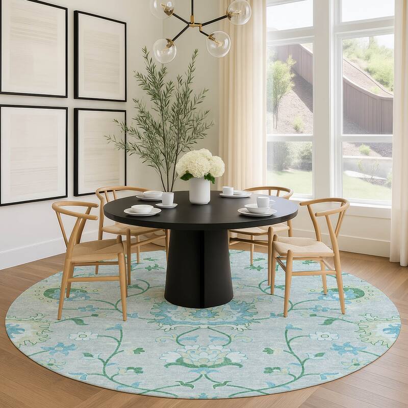 Machine Washable Indoor/ Outdoor Traditional Serena Chantille Rug