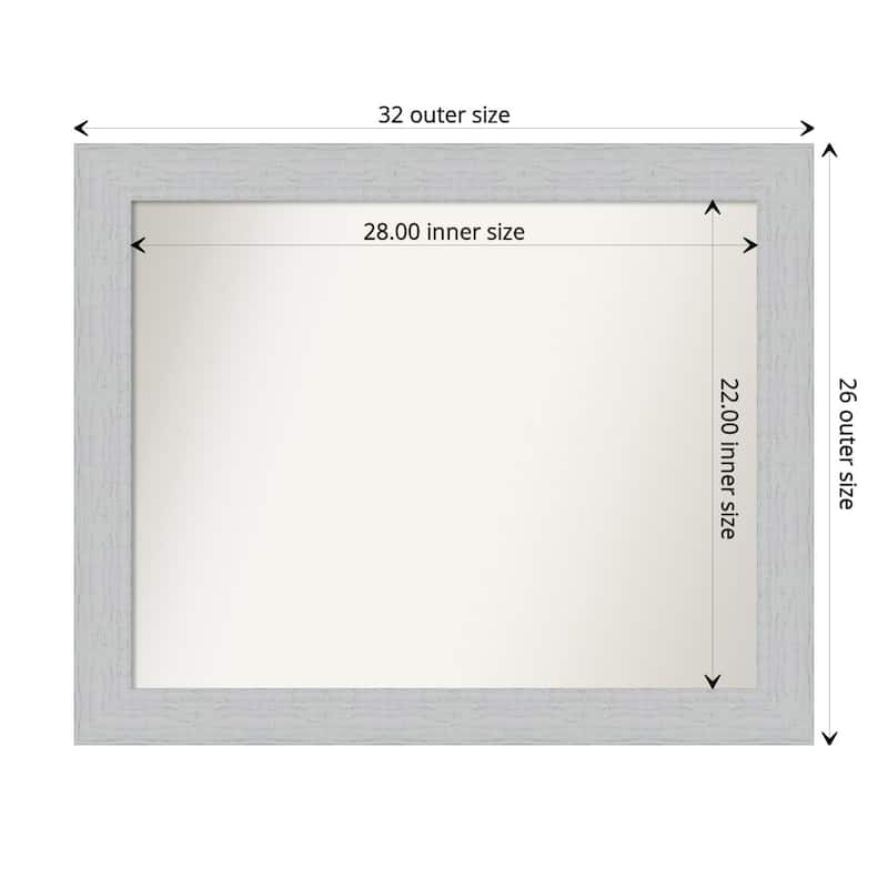 Non-Beveled Wood Bathroom Wall Mirror - Shiplap White Frame - 32 x 26 in - Shiplap White