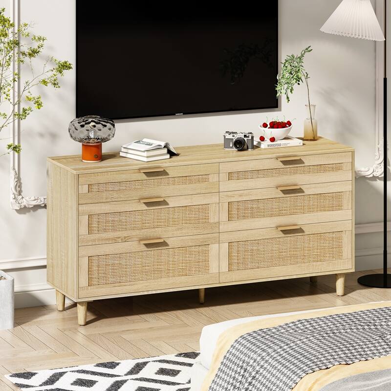 Rattan Dresser with Drawers
