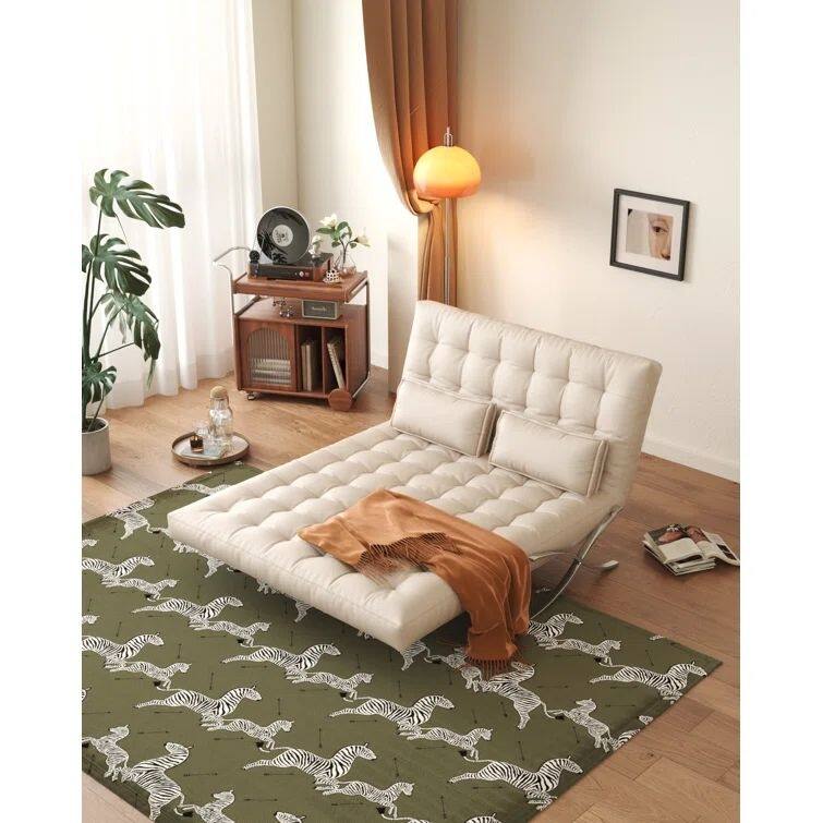 JASIWAY 43.3'' Vegan Leather Sofa Bed with Metal Leg