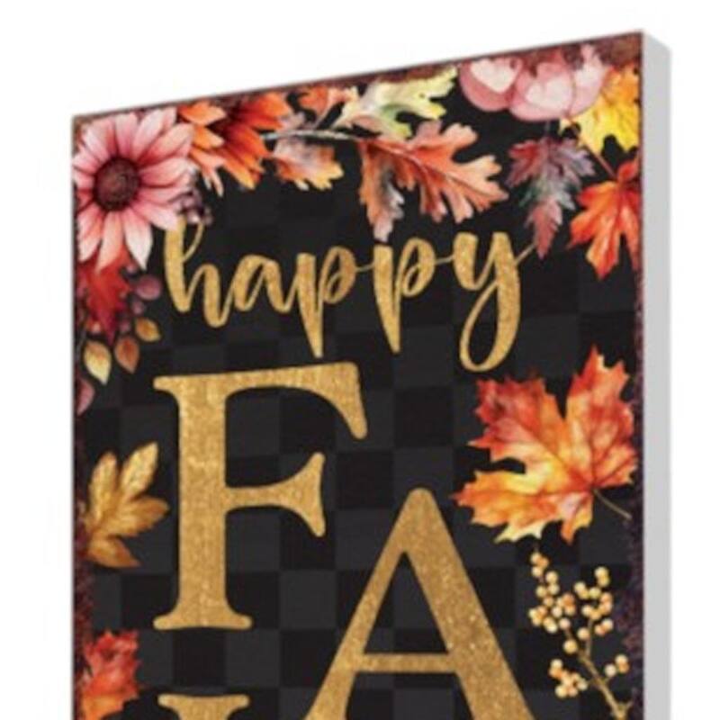 HomeRoots 10" Black Gold And Orange Solid Wood Happy Fall Garden Stake