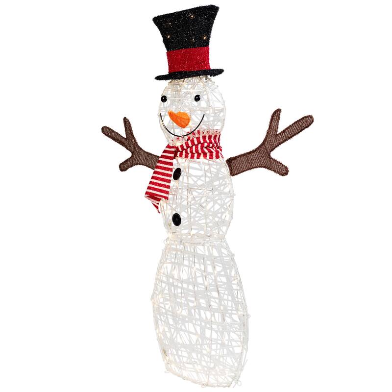 48" LED Snowman with Top Hat Red Scarf Outdoor Christmas Decoration - White