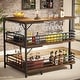preview thumbnail 10 of 11, L-Shaped Home Bar Unit, 3 Tier Liquor Bar Table with Wine Glasses Holder, Corner Wine Bar Cabinet for Home Kitchen Pub Brown
