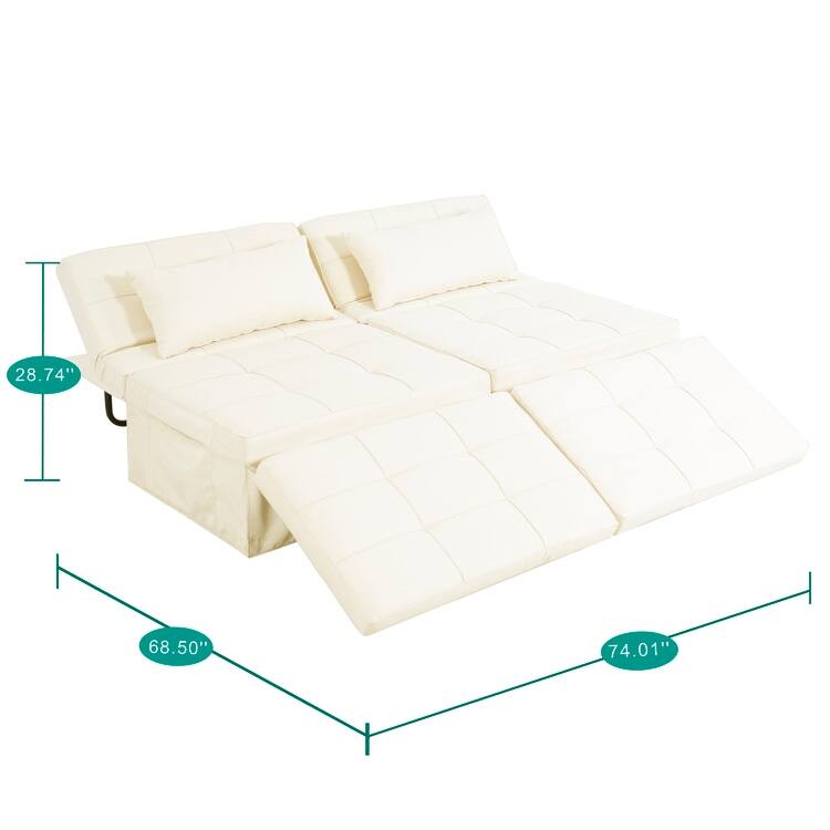 Sleeper Chair Bed, 4 In 1 Multi-Function Convertible Ottoman Bed, Breathable Linen Bed Chair, Convertible Sofa Bed