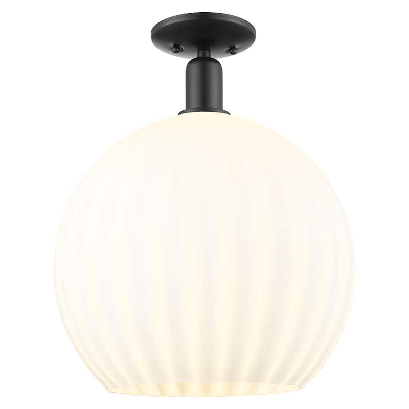 Innovations Lighting 716-1C-19-14 White Venetian Semi-Flush White - Matte Black / White Venetian