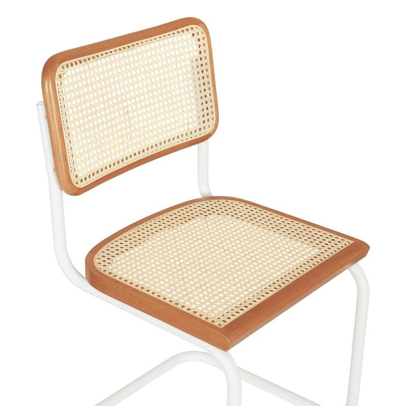 Breuer Chair Company Marcel Breuer Cesca Cane Cantilever Side Chair w/ White Steel Frame (Various Wood & Cane Colors)