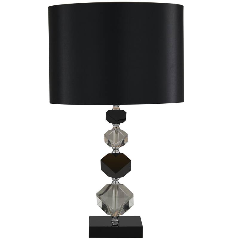 Crystal Geometric Diamond Inspired Room Table Lamp with Black Crystal Base - Clear - Roche River Decor