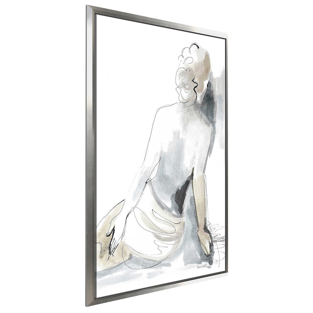 "Neutral Seated Nude" Print on Floating Canvas