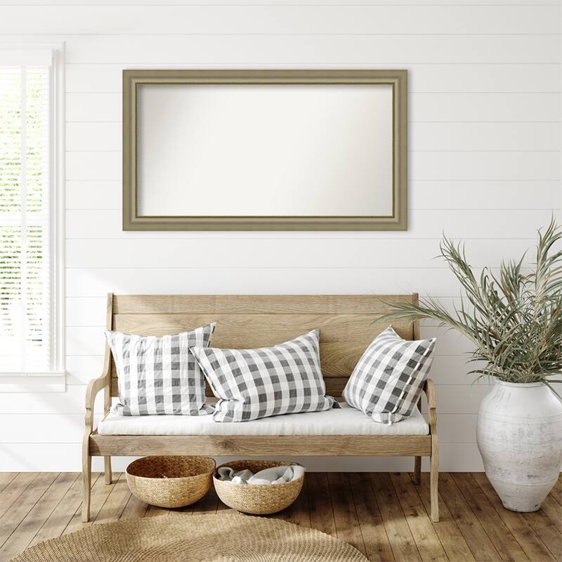 Vegas Silver Framed Non-Beveled Custom Wall Mirror, Bathroom Vanity Mirror
