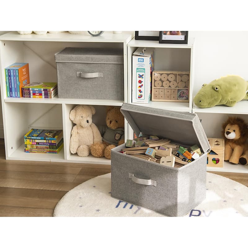 2-Pack Closet Storage Bin with Lid and Handle, Large Fabric Storage Box for Clothes, Towels, Toys, Shoes