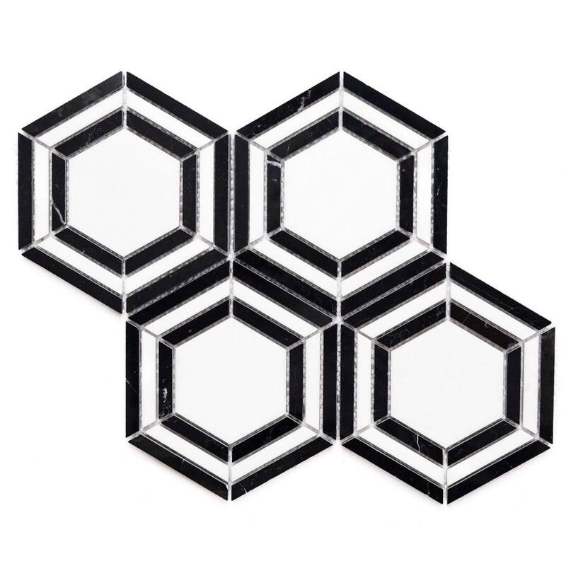 Santorini 4x4 Marble Hexagon Mosaic Tile - Floor, Wall & Backsplash