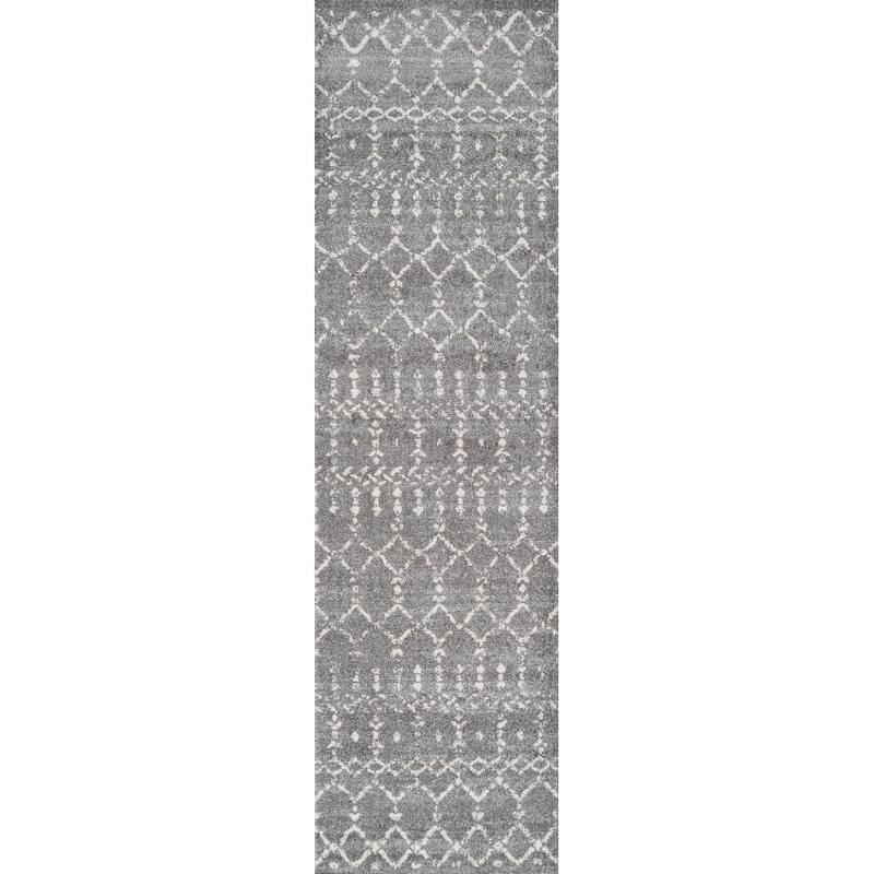 JONATHAN Y Modern HYPE Boho Vintage Diamond Area Rug - 2 X 10 - Gray/Ivory