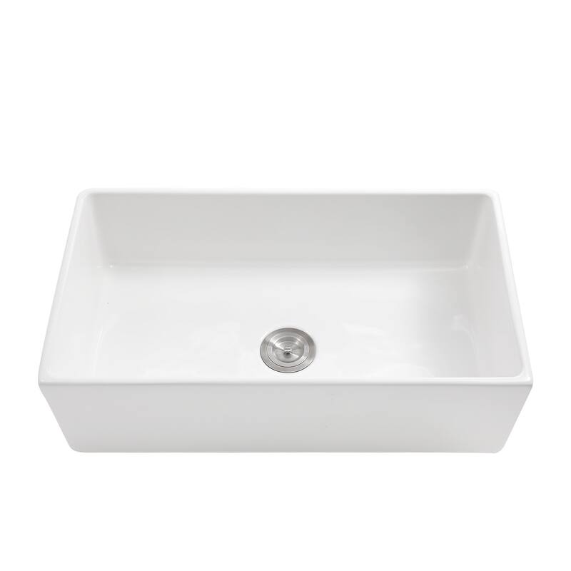 White Farmhouse Single Bowl Ceramic Kitchen Sink